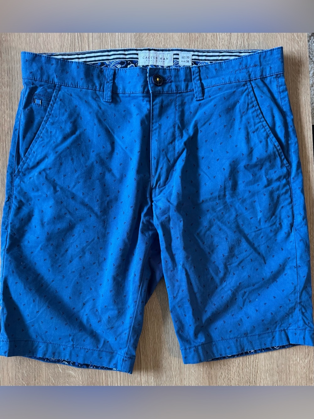 Cactus Man Blue Micro-Print Flat Front Men's Shorts Sz 30